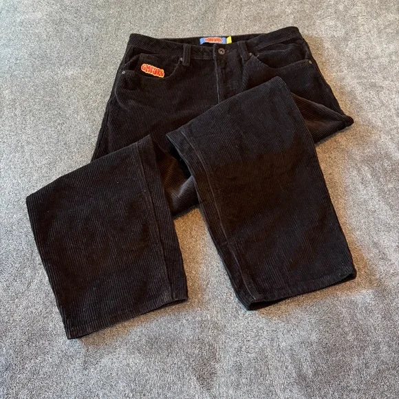 Empyre Loose Fit Black Corduroy Skate Pants Size 30 - Picture 2 of 10